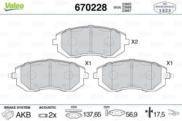 Subaru Forester / Impreza / Legacy / XV Ön Balata VALEO