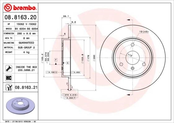 Smart Fortwo Cabrio Ön Fren Diski BREMBO