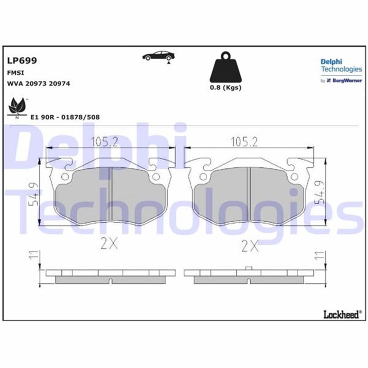 Fren Balatası Arka 105Mm 106 206 306 Gtı 02-