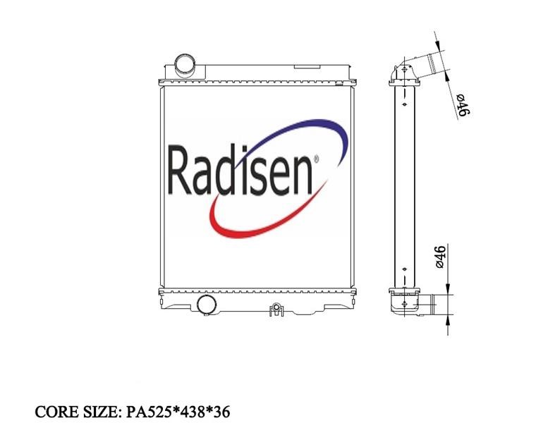 Fuso Canter Radyatör Alt Boğaz Solda 525x440x36 RADISEN