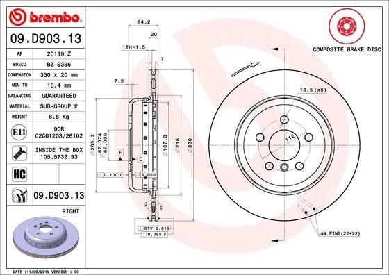 BMW G20 Arka Fren Diski Sağ BREMBO
