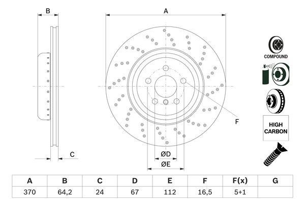 BMW G30 G31 G32 G11 G12 Fren Diski Arka Sağ Delikli M Performance BOSCH