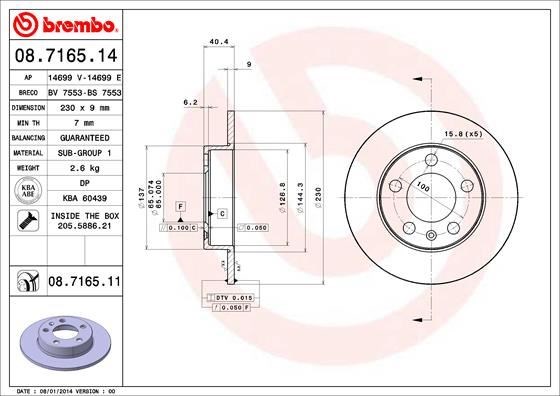 VW Golf Polo Audi A1 Seat Ibiza Arka Fren Diski BREMBO