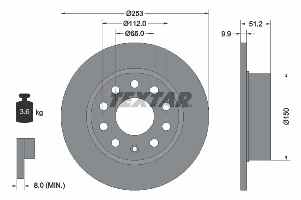 Volkswagen Golf 5 Golf 6 Jetta Caddy Audi A3 Seat Leon Arka Fren Diski TEXTAR