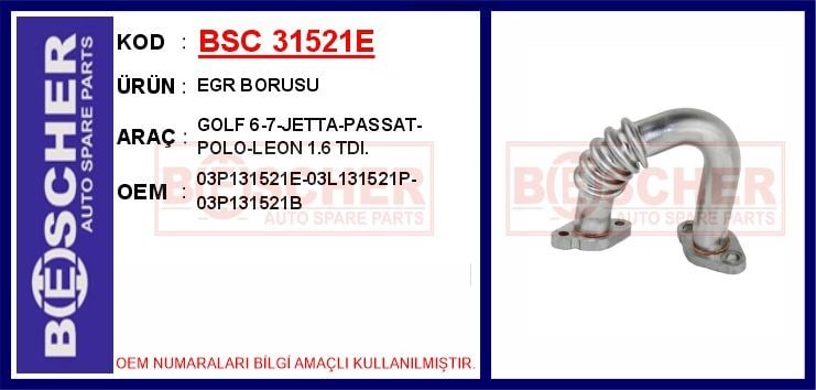 Volkswagen Golf 6 EGR Borusu BESCHER