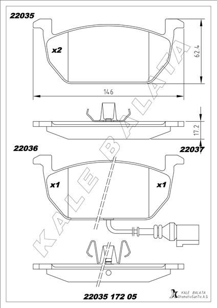 Volkswagen Golf 7 Audi A3 Seat Leon Skoda Octavia Üstten Kulaklı Ön Fren... KALE-BALATA