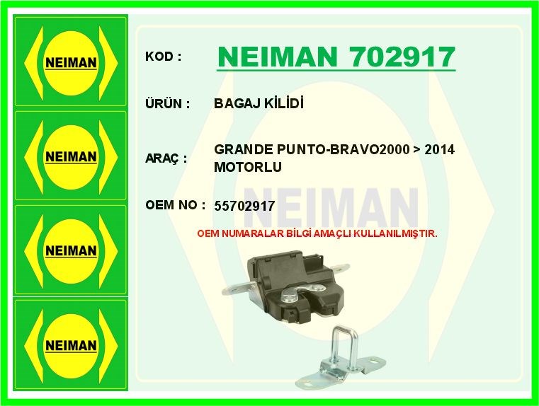 Fiat Grande Punto Bravo Motorlu Bagaj Kilidi BESCHER