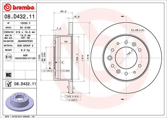 Hyundai H350 Arka Fren Diski Dolu Tip BREMBO