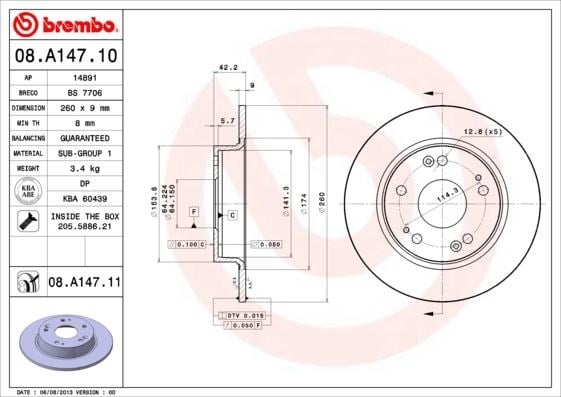 Honda Civic Arka Fren Diski [Dolu Tip] [FD6 FB7 FK2 FK1 kasa] BREMBO