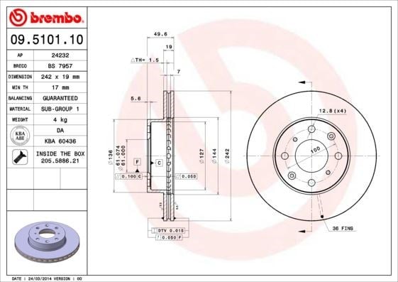 Honda Ön Fren Diski Standard BREMBO