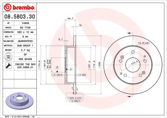 Honda Civic Arka Dolu Tip Fren Diski BREMBO
