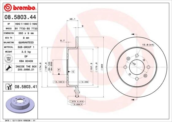 Honda Civic Arka Dolu Tip Fren Diski BREMBO