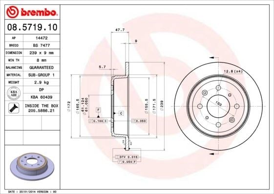 Honda Civic Arka Dolu Tip Fren Diski BREMBO