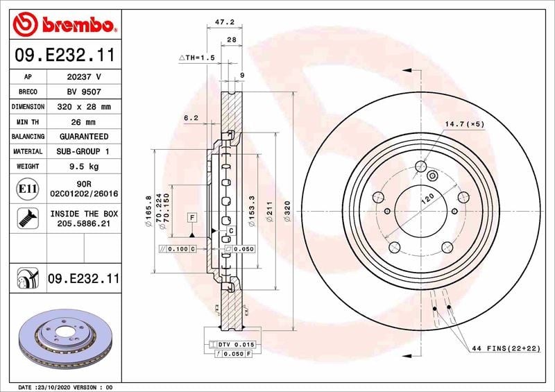 Honda Odyssey Ön Fren Diski BREMBO