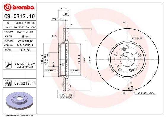 Honda Civic Ön Fren Diski Hava Kanallı BREMBO