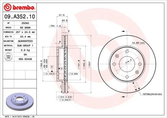 Hyundai Ön Fren Diski Standart BREMBO