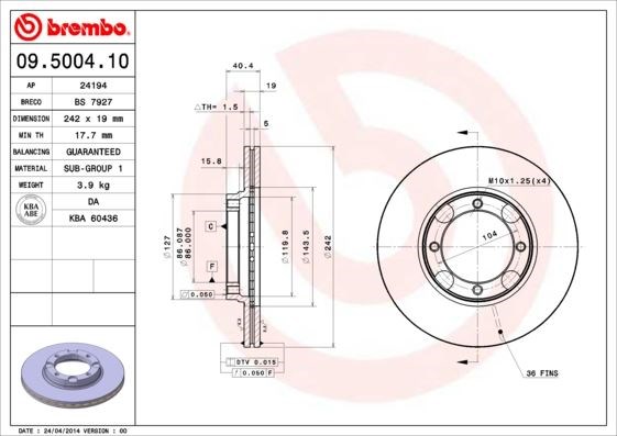 Hyundai Ön Fren Diski Standard BREMBO