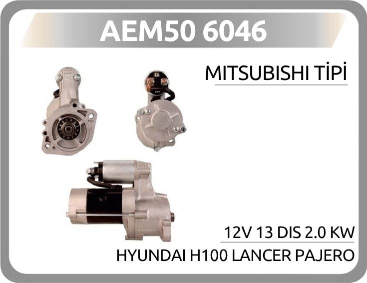 Hyundai Marş Motoru 12V 13 Diş 2.0 KW Mitsubishi Tipi AEM