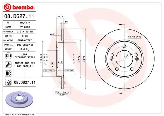 Hyundai Arka Fren Diski UV Kaplamalı BREMBO