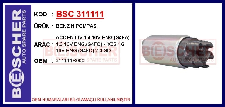 Hyundai Accent 4 Yakıt Pompası 1.4 16V BESCHER