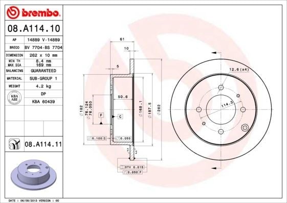 Hyundai Arka Fren Diski UV Coated BREMBO