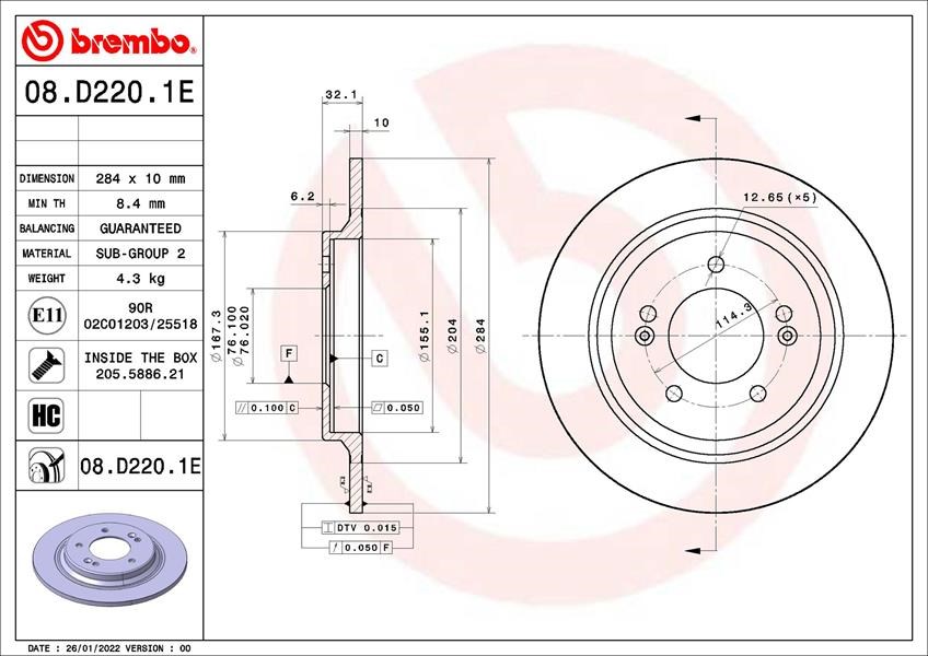 Hyundai Ioniq Disk-Balata Kiti BREMBO