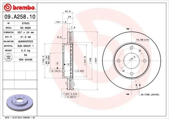 Hyundai Elantra Coupe Sonata Ön Fren Diski Hava Kanallı BREMBO