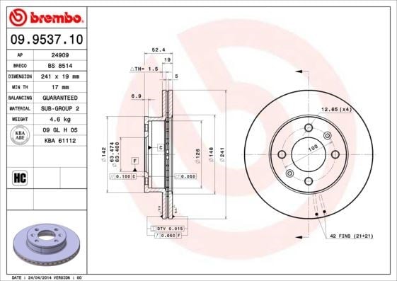 Hyundai Accent Milenyum Ön Fren Diski Hava Kanallı BREMBO