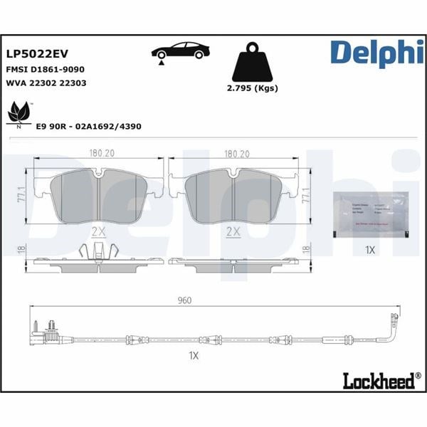 Jaguar I-Pace Elektrikli Ön Fren Balatası DELPHI