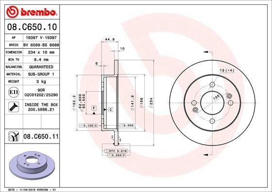 Hyundai i10 Arka Fren Diski Dolu Tip BREMBO