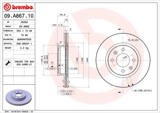 Hyundai i10 Ön Fren Diski Hava Kanallı BREMBO