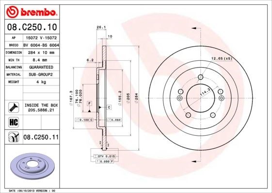 Hyundai i30 Kia Ceed Arka Fren Diski Dolu Tip BREMBO