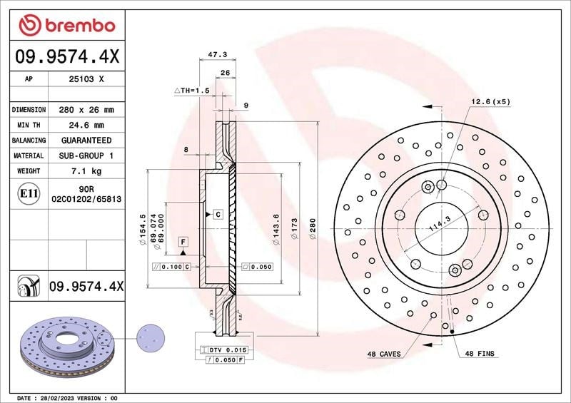 Hyundai i30 ix20 Tucson Kia Cerato Ceed Ön Fren Diski Hava Kanallı Delikli BREMBO