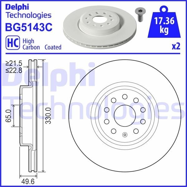 VW ID.3 Ön Fren Diski Çiftli Paket Boyalı Delikli DELPHI