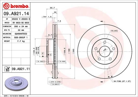 Subaru Impreza Ön Fren Diski Hava Kanallı BREMBO