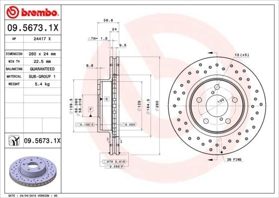 Subaru Impreza Ön Fren Diski Hava Kanallı Delikli BREMBO