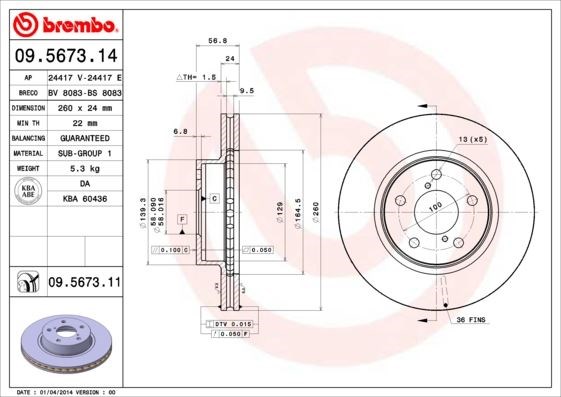 Subaru Impreza Ön Fren Diski Hava Kanallı Kaplamalı BREMBO