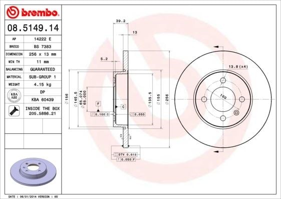 Seat Inca 1.4İ-1.6İ-1.9D Inca Kombi 1.9 D Toledo 1.9 TDI 95 > Ön Fren Aynası BREMBO