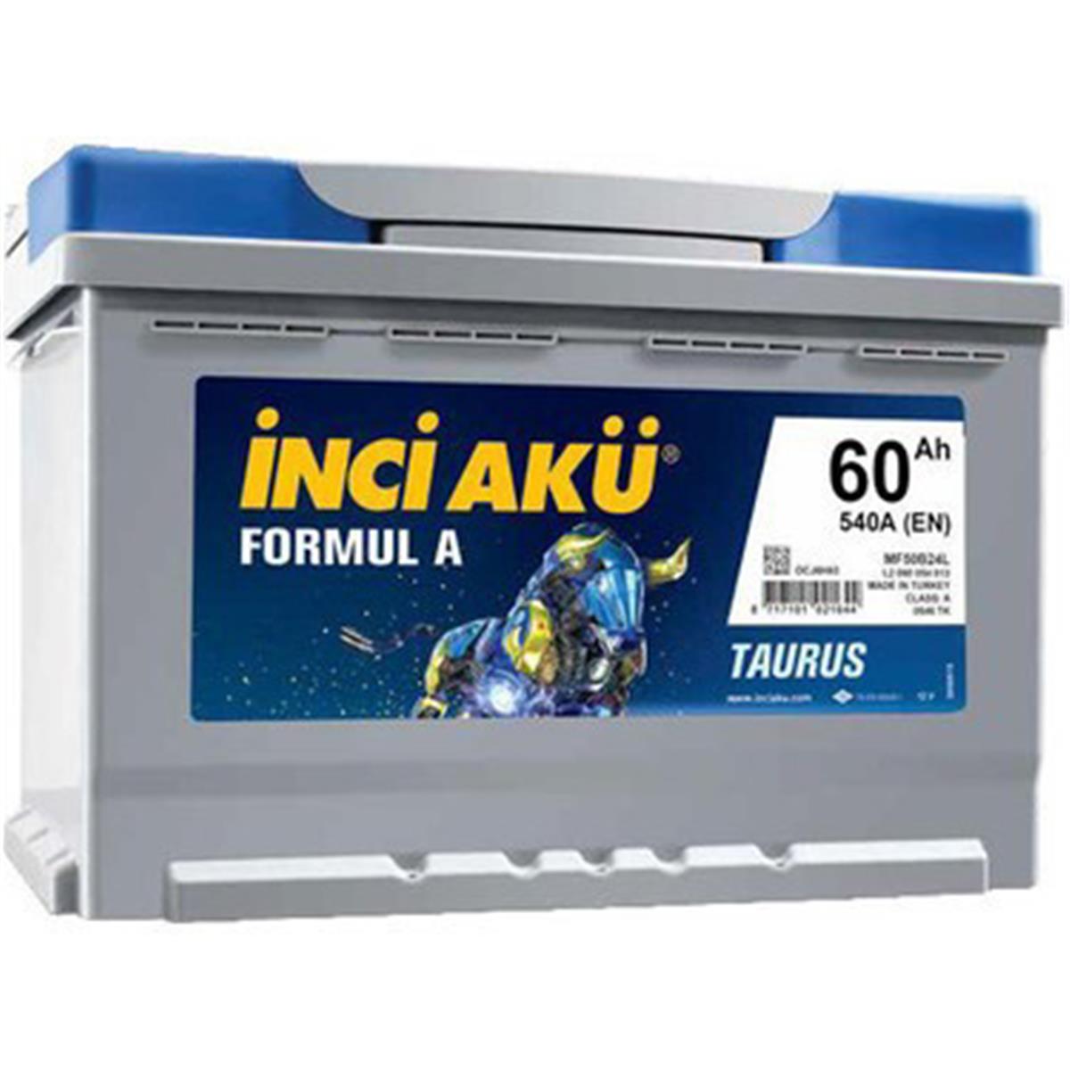 İnci Akü 12V 60Ah 540 En L2 Formul A Taurus 242*175*190
