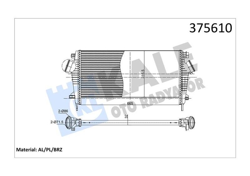 Opel Insignia A Turbo Radyatörü Intercooler 1.6 CDTI KALE-RADYATOR