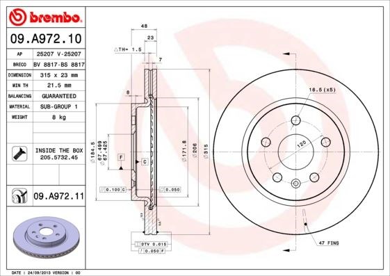 Opel Insignia A Arka Fren Aynası Havalı 17-18 Jant BREMBO