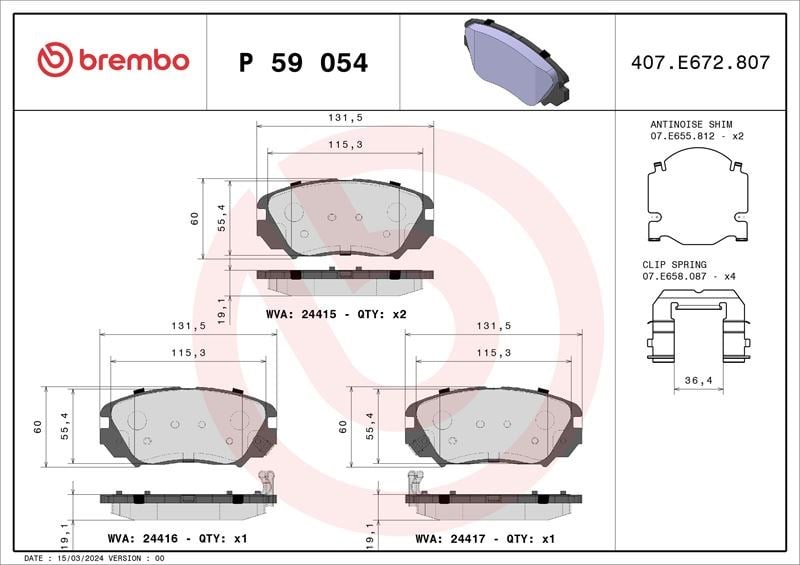 Opel Insignia A Ön Fren Balatası 296 mm 16 İnç Jant BREMBO