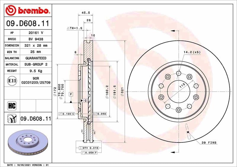 Opel Insignia B Ön Fren Aynası Havalı BREMBO