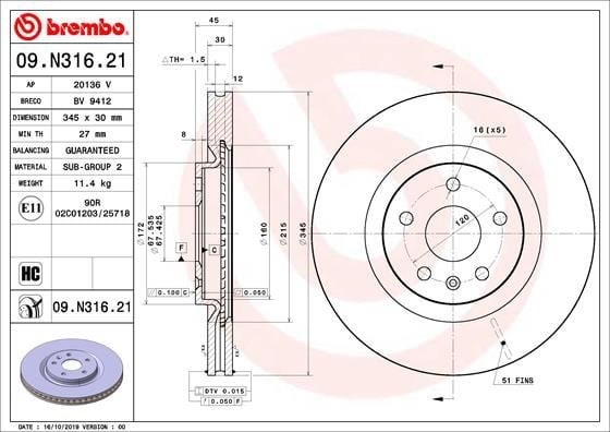 Opel Insignia B Ön Fren Aynası Diski BREMBO
