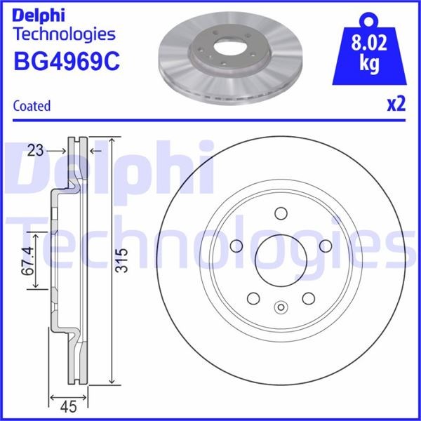 Opel Insignia Arka Fren Diski Delikli DELPHI
