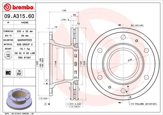 Iveco Eurocargo Eurofire Ön Fren Diski BREMBO