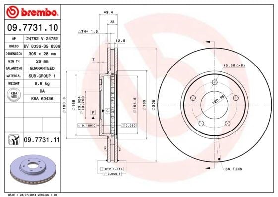 Jaguar Ön Fren Diski UV Kaplamalı BREMBO