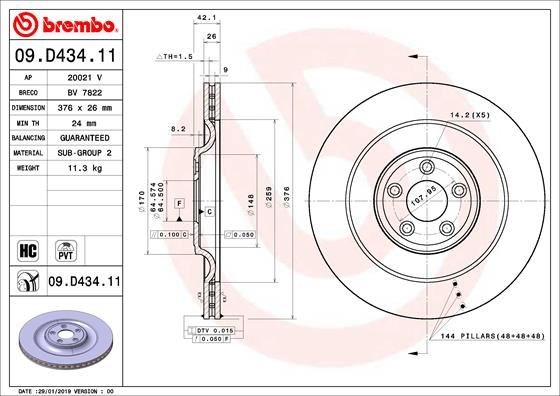 Jaguar Arka Fren Diski UV Coated BREMBO