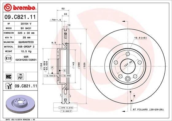 Jaguar Ön Fren Diski UV Coated BREMBO