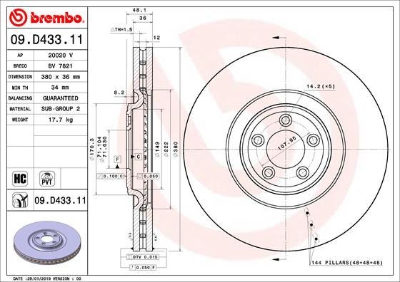 Jaguar Ön Fren Diski UV Coated BREMBO